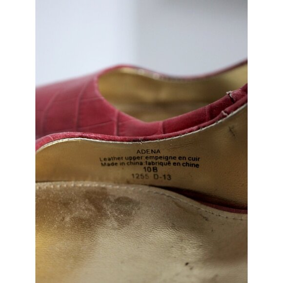 Ralph Lauren "Adena" Red Reptile Textured Leather Stiletto Heels - Women's Size - Picture 2 of 10